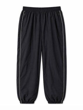 🦋 2/30 Unknown Brand Black Nylon Track Pants Joggers Size L